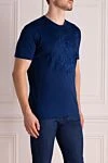 Cesare di Napoli Cotton T-shirt blue for men - animal print. 100% cotton. Country of manufacture: Italy. Care: specialized cleaning - photo 3