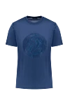 Cesare di Napoli Cotton T-shirt blue for men - animal print. 100% cotton. Country of manufacture: Italy. Care: specialized cleaning - photo 1