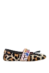 Giambattista Valli Beige textile shoes for women - leopard pattern, bow, ribbon with flowers. textile. Country of manufacture: Italy. Care: specialized cleaning - photo 1