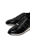 Tardini Black alligator leather snickers for men - textured leather, contrast sole. 100% alligator skin. lacing. Country of manufacture: Italy. Care: specialized cleaning - photo 5