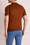 Коричневое трикотажное поло из тонкого хлопка на молнии (уценка) Cesare di Napoli - 100% шёлк. Молния. Страна производитель: Италия. Уход: специализированная чистка - фото 4