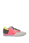 Philippe Model Women's leather sneakers with bright inserts and a logo pink - stitched logo, contrasting inserts. leather. lacing. Country of manufacture: Italy. Care: specialized cleaning - photo 1