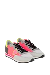 Philippe Model Women's leather sneakers with bright inserts and a logo pink - stitched logo, contrasting inserts. leather. lacing. Country of manufacture: Italy. Care: specialized cleaning - photo 3