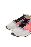 Philippe Model Women's leather sneakers with bright inserts and a logo pink - stitched logo, contrasting inserts. leather. lacing. Country of manufacture: Italy. Care: specialized cleaning - photo 5