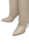 Balmain Boots women's leather high with slanted heel beige - decorative heel. leather. Heel height: 7 cm. Country of manufacture: Italy. Care: specialized cleaning - photo 5