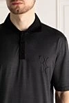 Billionaire Silk and cotton gray men's polo - Brand logo embroidery. 53% silk, 47% cotton. Buttons. Country of manufacture: Italy. Care: specialized cleaning - photo 5