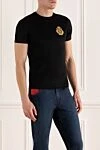 Billionaire Black cotton T-shirt for men - logo embroidery. 100% cotton. Country of manufacture: Italy. Care: specialized cleaning - photo 3