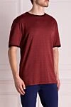 Billionaire Cotton T-shirt burgundy for men - diagonal pattern, contrasting trim. 100% cotton. Country of manufacture: Italy. Care: specialized cleaning - photo 3