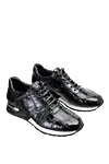 Cesare di Napoli Crocodile leather sneakers black for men - textured leather, contrast sole. 100% crocodile skin. lacing. Country of manufacture: Italy. Care: specialized cleaning - photo 3