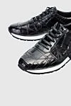 Cesare di Napoli Crocodile leather sneakers black for men - textured leather, contrast sole. 100% crocodile skin. lacing. Country of manufacture: Italy. Care: specialized cleaning - photo 5