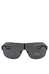 Prada Black men's metal and plastic sunglasses for sun protection - logo on the temple, on the lens, fantasy shape of the Frame. UV protection, scratch protection, case included. plastic, metal. Country of manufacture: Italy. Care: specialized cleaning - photo 1