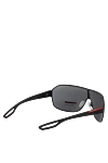 Black men's metal and plastic sunglasses for sun protection Prada - logo on the temple, on the lens, fantasy shape of the Frame. UV protection, scratch protection, case included. plastic, metal. Country of manufacture: Italy. Care: specialized cleaning - photo 4