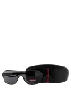 Prada Black men's metal and plastic sunglasses for sun protection - logo on the temple, on the lens, fantasy shape of the Frame. UV protection, scratch protection, case included. plastic, metal. Country of manufacture: Italy. Care: specialized cleaning - photo 5