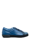 Cesare di Napoli Blue leather sneakers for men - textured leather. 70% genuine leather 30% crocodile skin. lacing. sole height 2cm. Country of manufacture: Italy. Care: specialized cleaning - photo 1