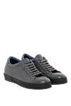 Cesare di Napoli Gray leather snickers for men - contrast sole. 100% genuine leather. lacing. sole height 2cm. Country of manufacture: Italy. Care: specialized cleaning - photo 3