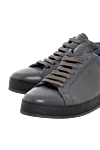 Cesare di Napoli Gray leather snickers for men - contrast sole. 100% genuine leather. lacing. sole height 2cm. Country of manufacture: Italy. Care: specialized cleaning - photo 5