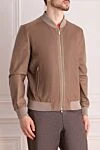 Bilancioni Beige leather jacket for men - Embossed pattern. 100% leather. Closure: Zipper. Two side pockets. Lining: Nylon, polyamide. Country of manufacture: Italy. Care: specialized cleaning - photo 3