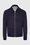 Bilancioni Blue suede and linen jacket for men - Embossed pattern. 100% suede, linen. Closure: Zipper. Two side pockets. Lining: Nylon, polyamide. Country of manufacture: Italy. Care: specialized cleaning - photo 1