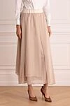 Peserico Women's beige skirt with asymmetry - asymmetry. 100% polyester. elastic belt. Country of manufacture: Italy. Care: specialized cleaning - photo 3