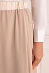 Peserico Women's beige skirt with asymmetry - asymmetry. 100% polyester. elastic belt. Country of manufacture: Italy. Care: specialized cleaning - photo 5