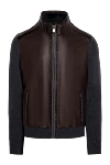 Torras Men's cardigan made of genuine leather and cashmere, brown - Decor: Contrasting inserts. Composition: 50% genuine leather, 50% cashmere. Closure: Zipper. Pockets: Two side pockets. Country of manufacture: Italy. Care: specialized cleaning - photo 1