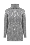 Casheart Grey long wool and cashmere womens jumper with silver shimmer - textured knitwear, silver spraying, high neck. 70% wool, 30% cashmere. Country of manufacture: Italy. Care: specialized cleaning - photo 1