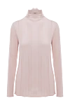 Peserico Pink wool womens turtleneck with wide stripes - textured surface. 100% wool. Country of manufacture: Italy. Care: specialized cleaning - photo 1