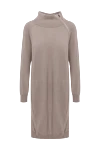 Peserico Beige wool and silk dress for women - zipper. Decoration: asymmetric fastening, silk insert on the back. 70% wool, 30% silk. Country of manufacture: Italy. Care: specialized cleaning - photo 1