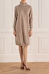 Beige wool and silk dress for women Peserico - zipper. Decoration: asymmetric fastening, silk insert on the back. 70% wool, 30% silk. Country of manufacture: Italy. Care: specialized cleaning - photo 2