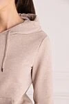 Peserico Hoodie made of cotton and elastane beige for women - hood, drawstring closure,. 92% cotton, 8% elastane. Country of manufacture: Italy. Care: specialized cleaning - photo 5