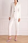 Pantsuit white for women Peserico - 65% viscose, 25% polyamide, 10% elastane. Closure: button. two side pockets. Country of manufacture: Italy. Care: specialized cleaning - photo 2