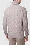 Golf men's wool and cashmere beige Cesare di Napoli - Textured pattern, coarse knit. High neck. 70% wool, 30% cashmere. Country of manufacture: Italy. Care: specialized cleaning - photo 4