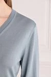 Cashmere & Silk Milano Джемпер блакитний жіночий - V-подібний виріз. 60% вовна, 30% шовк, 10% кашемір. Країна виробник: Італія. Догляд: спеціалізоване чищення - фото 5