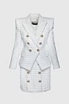 Balmain White women's suit with skirt - buttons, textured fabric. 57% polyamide, 28% cotton, 18% polyacrylic. Closure: buttons. two side pockets. Country of manufacture: Italy. Care: specialized cleaning - photo 1