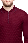 Cesare di Napoli Long-sleeved polo from silk and cashmere burgundy for men - cage pattern. Long sleeve. 70% cashmere, 30% silk. Closure: Zipper. Country of manufacture: Italy. Care: specialized cleaning - photo 5