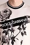 Dolce & Gabbana Футболка з бавовни біла чоловіча - принт квітів, принт логотипу. 100% бавовна. Країна виробник: Італія. Догляд: спеціалізоване чищення - фото 5