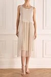 Women's beige cashmere dress with a pleated skirt Brunello Cucinelli - sleeveless, pleated. cashmere. Country of manufacture: Italy. Care: specialized cleaning - photo 2