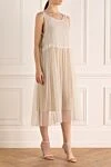 Brunello Cucinelli Women's beige cashmere dress with a pleated skirt - sleeveless, pleated. cashmere. Country of manufacture: Italy. Care: specialized cleaning - photo 3