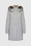 Loro Piana Gray cashmere and nylon coat for women - fur hood. hood. 96% cashmere, 4% nylon, real fur. Closure: zipper. two side pockets. Country of manufacture: Italy. Care: specialized cleaning - photo 1