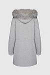 Loro Piana Cashmere and nylon coat gray for women - fur hood. hood. 96% cashmere, 4% nylon, real fur. Closure: zipper. two side pockets. Country of manufacture: Italy. Care: specialized cleaning - photo 7