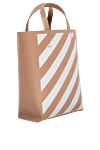 Off-White Women's beige and white leather tote bag - striped pattern. leather. zipper, buttons. Country of manufacture: Italy. Care: specialized cleaning - photo 3