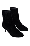 Max&Moi Black wool boots for women - textured surface. wool. Heel height: 7 centimeters. Fastener: elastic insert. Country of manufacture: Italy. Care: specialized cleaning - photo 3