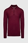 Cesare di Napoli Long-sleeved wool polo with burgundy men's sleeves - Long sleeve. 100% wool. Closure: Zipper. Country of manufacture: Italy. Care: specialized cleaning - photo 1