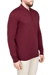 Cesare di Napoli Long-sleeved wool polo with burgundy men's sleeves - Long sleeve. 100% wool. Closure: Zipper. Country of manufacture: Italy. Care: specialized cleaning - photo 3