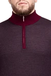 Cesare di Napoli Cashmere and silk burgundy men's tee - Contrasting sleeves and collar. 70% cashmere, 30% silk. Closure: Zipper. Country of manufacture: Italy. Care: specialized cleaning - photo 5