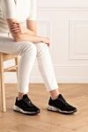Black velor sneakers for women Premiata - contrast sole, emblem. velor. lacing. Country of manufacture: Italy. Care: specialized cleaning - photo 2