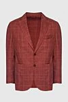 Lubiam Red jacket for men - slot, check pattern. 64% wool, 12% linen, 22% polyamide, 2% cotton. two buttons. three internal, two side, chest pocket. Lining: 100% cupro. Country of manufacture: Italy. Care: specialized cleaning - photo 1