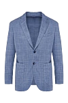 Lubiam Men's blue jacket - check pattern. 64% wool, 22% polyamide, 12% linen, 2% cotton. two buttons. two inside, two side, chest pocket. Lining: 100% viscose. Country of manufacture: Italy. Care: specialized cleaning - photo 1