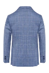 Men's blue jacket Lubiam - check pattern. 64% wool, 22% polyamide, 12% linen, 2% cotton. two buttons. two inside, two side, chest pocket. Lining: 100% viscose. Country of manufacture: Italy. Care: specialized cleaning - photo 6