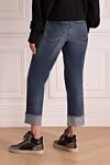 Blue cotton jeans for women Panicale - contrasting seams, worn effect. three front pockets, two back pockets. 98% cotton, 2% elastane. zipper, buttons. Country of manufacture: Italy. Care: specialized cleaning - photo 4